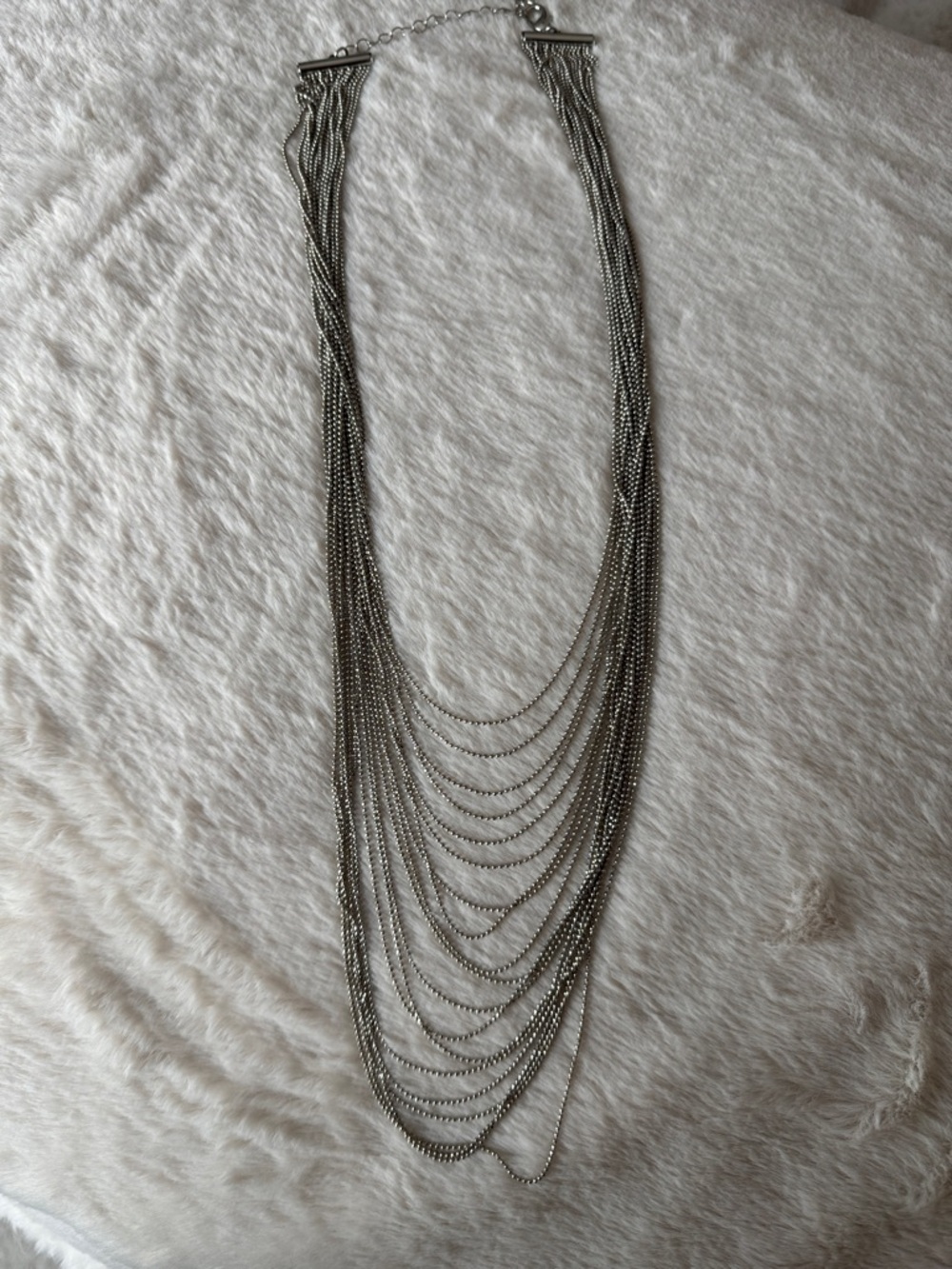Multi-Strand Silver Layered Statement Necklace